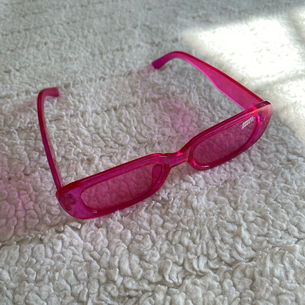 Pink Rectangle Sunglasses - Picture 5 of 7